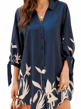 CUPSHE summer dress/cover up 3/4 sleeve cuff tie arms- NWT SZ XL
